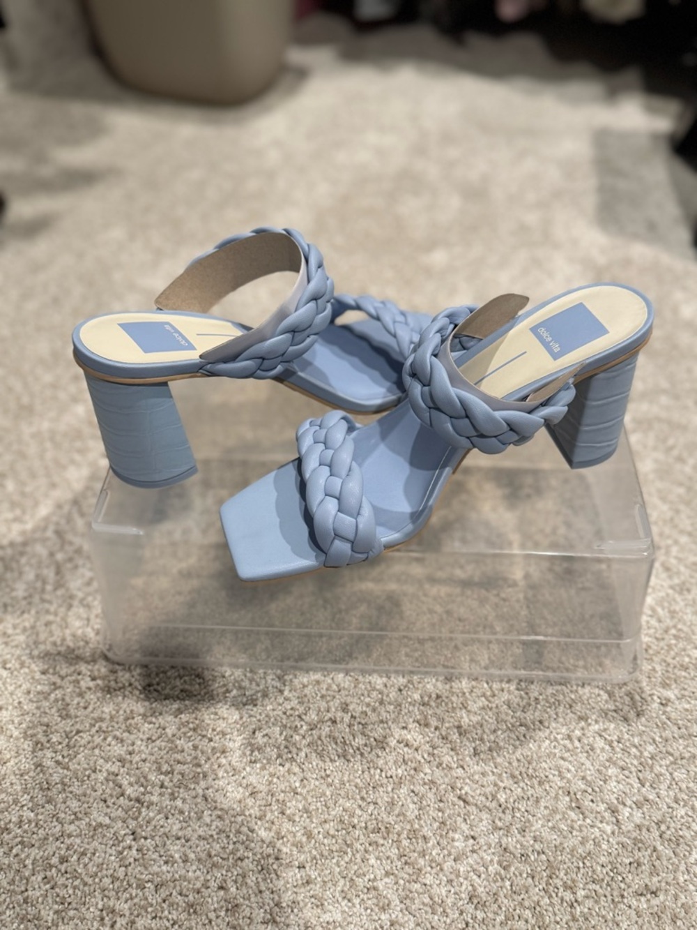 Dolce Vita NEW Braided Strap Light Blue Block Heel Sandals - Women's